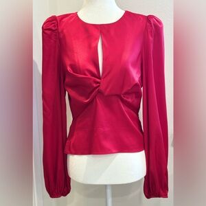 Astr Red Satin Blouse with Twist Front